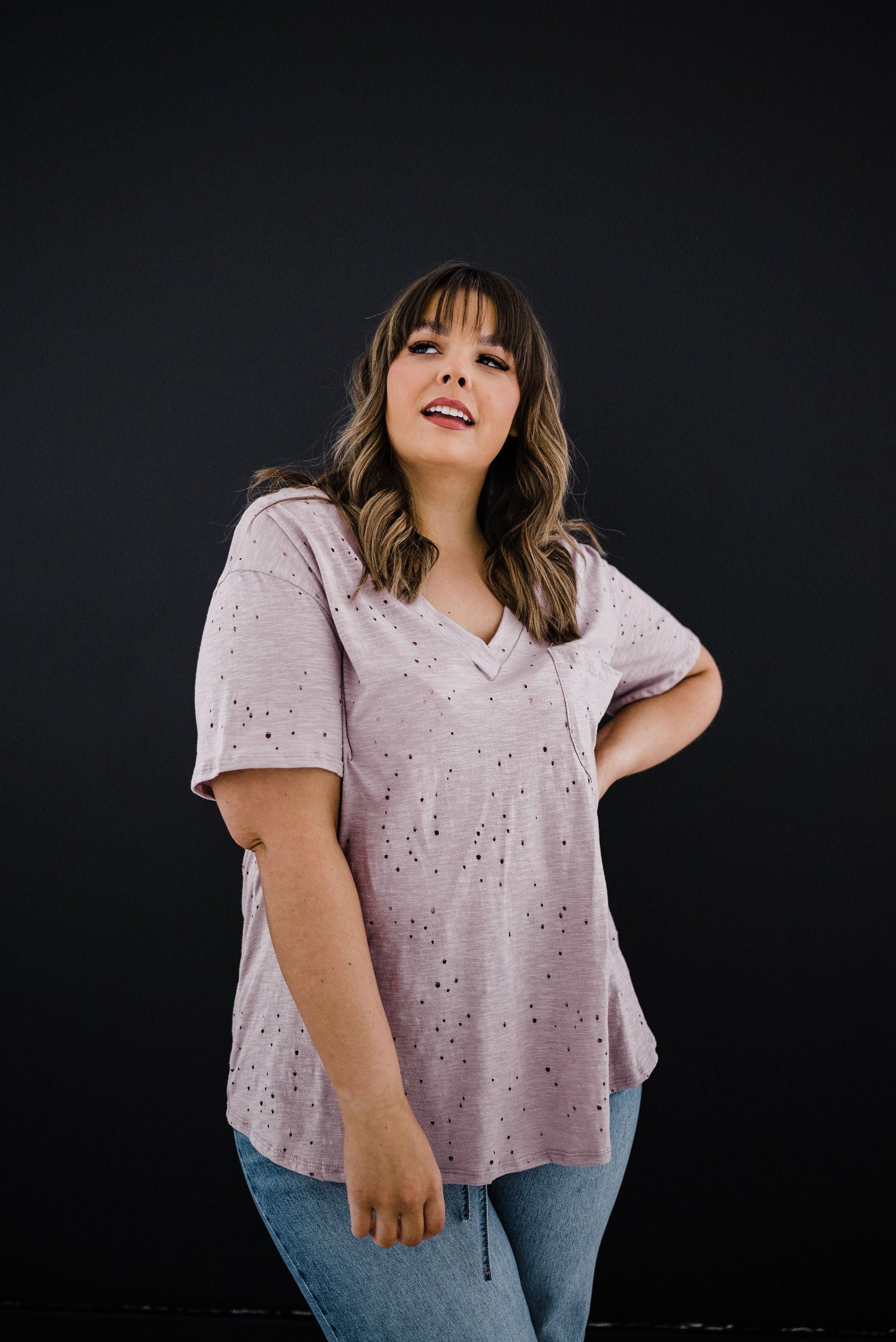 Distressed Boyfriend Tee - Mauve