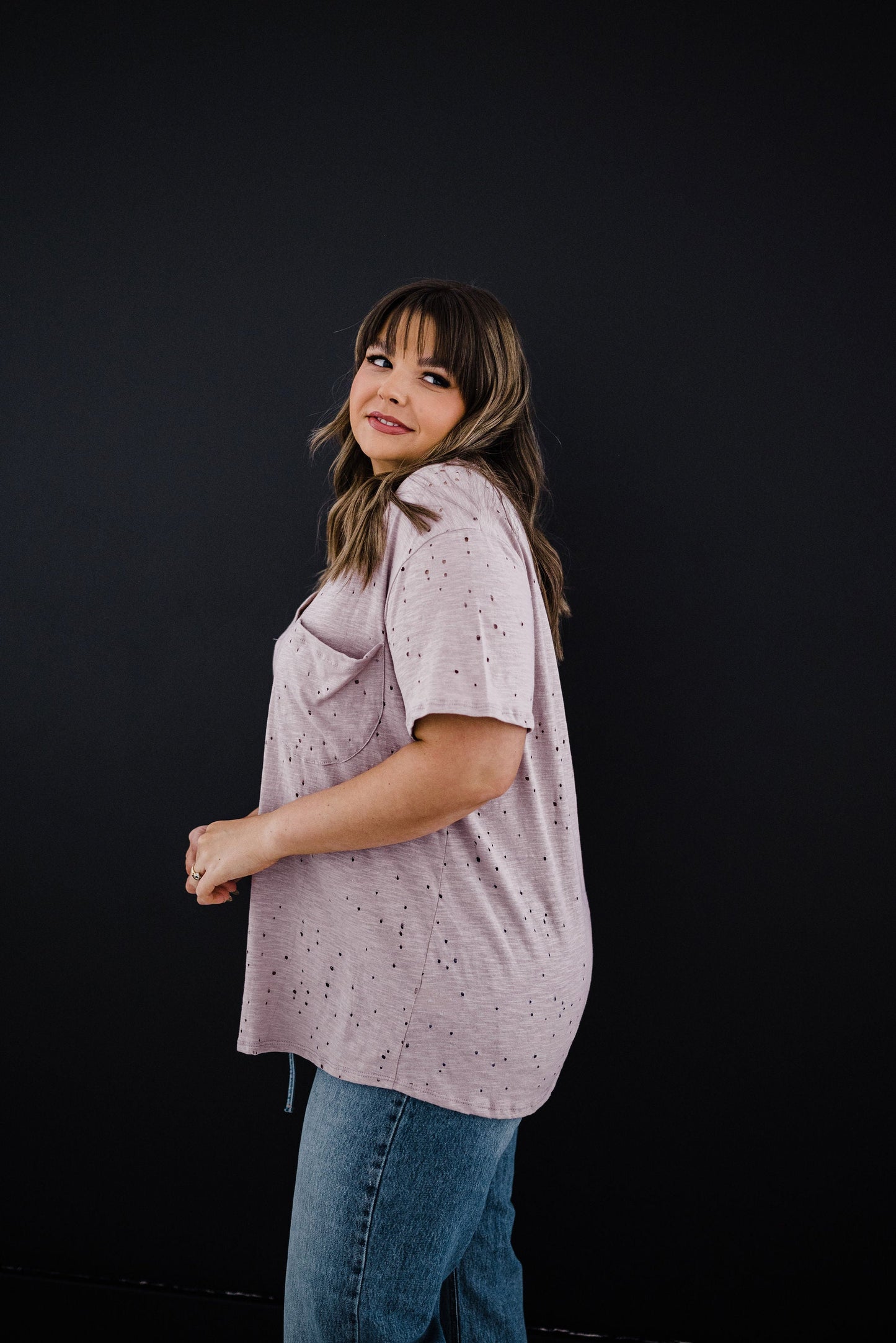 Distressed Boyfriend Tee - Mauve