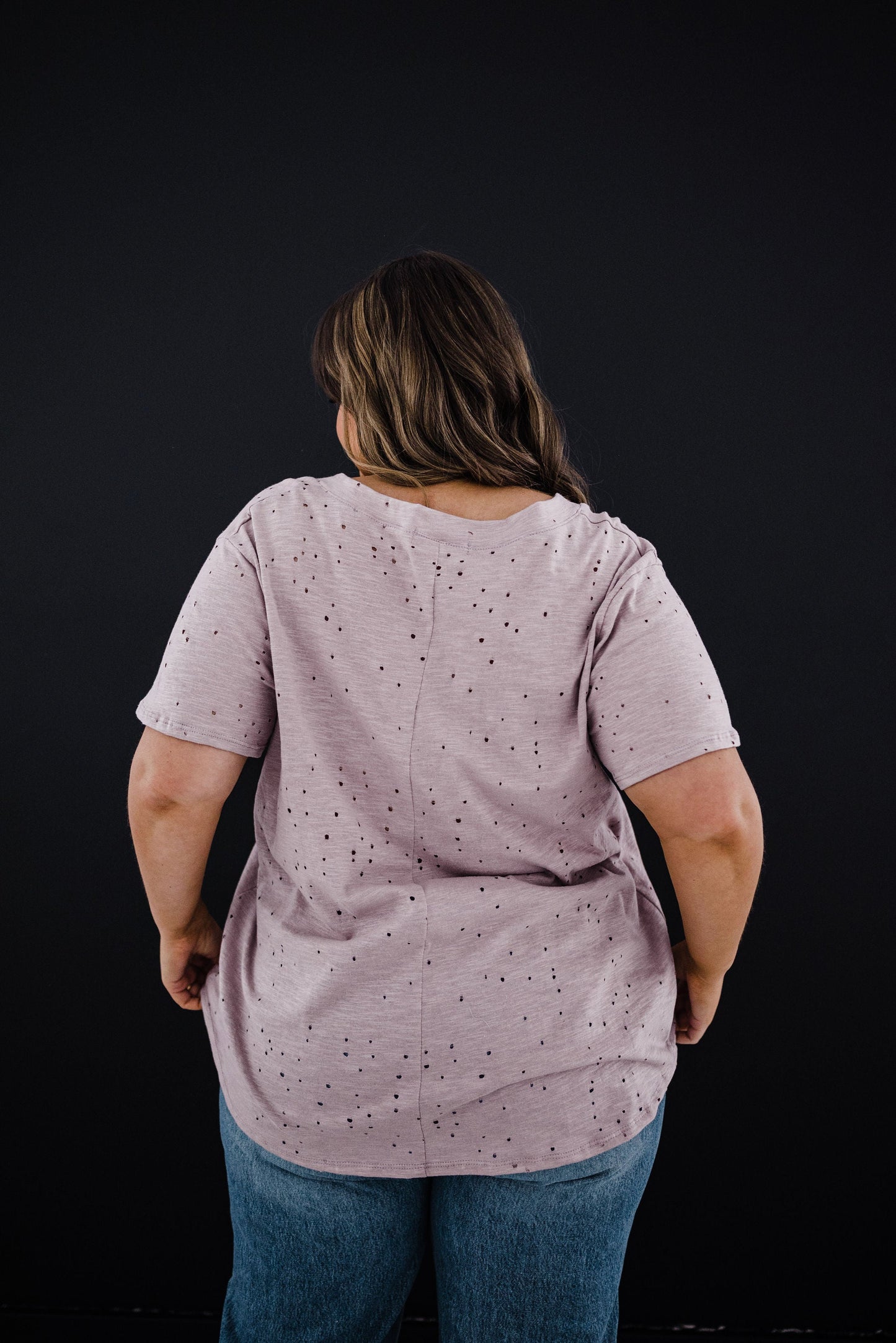 Distressed Boyfriend Tee - Mauve