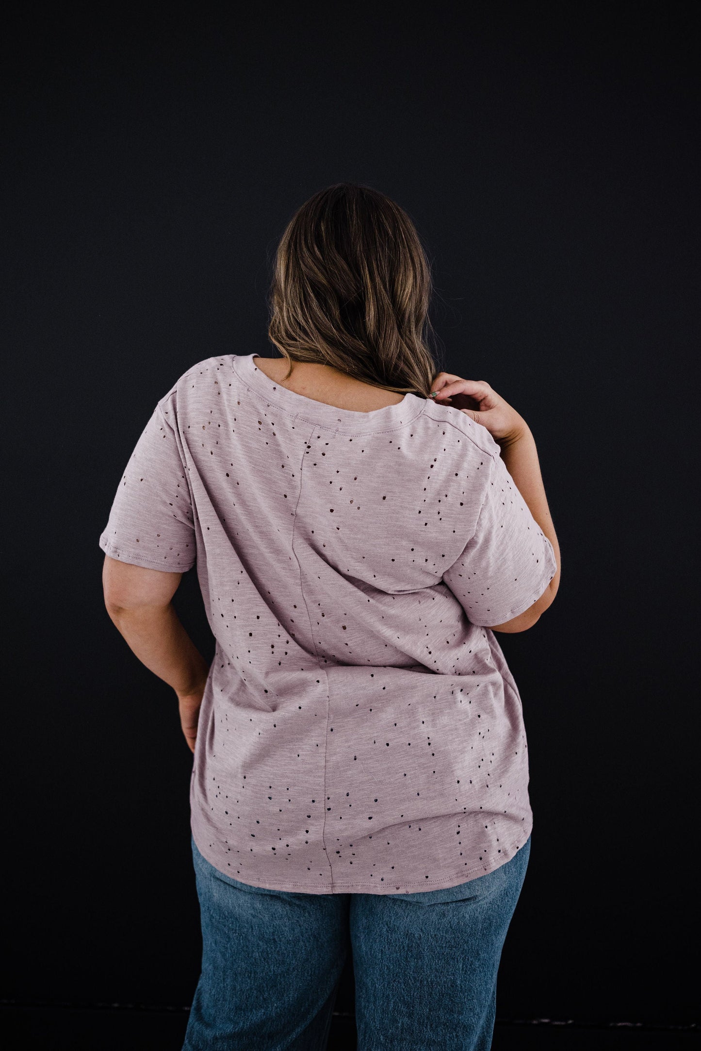 Distressed Boyfriend Tee - Mauve