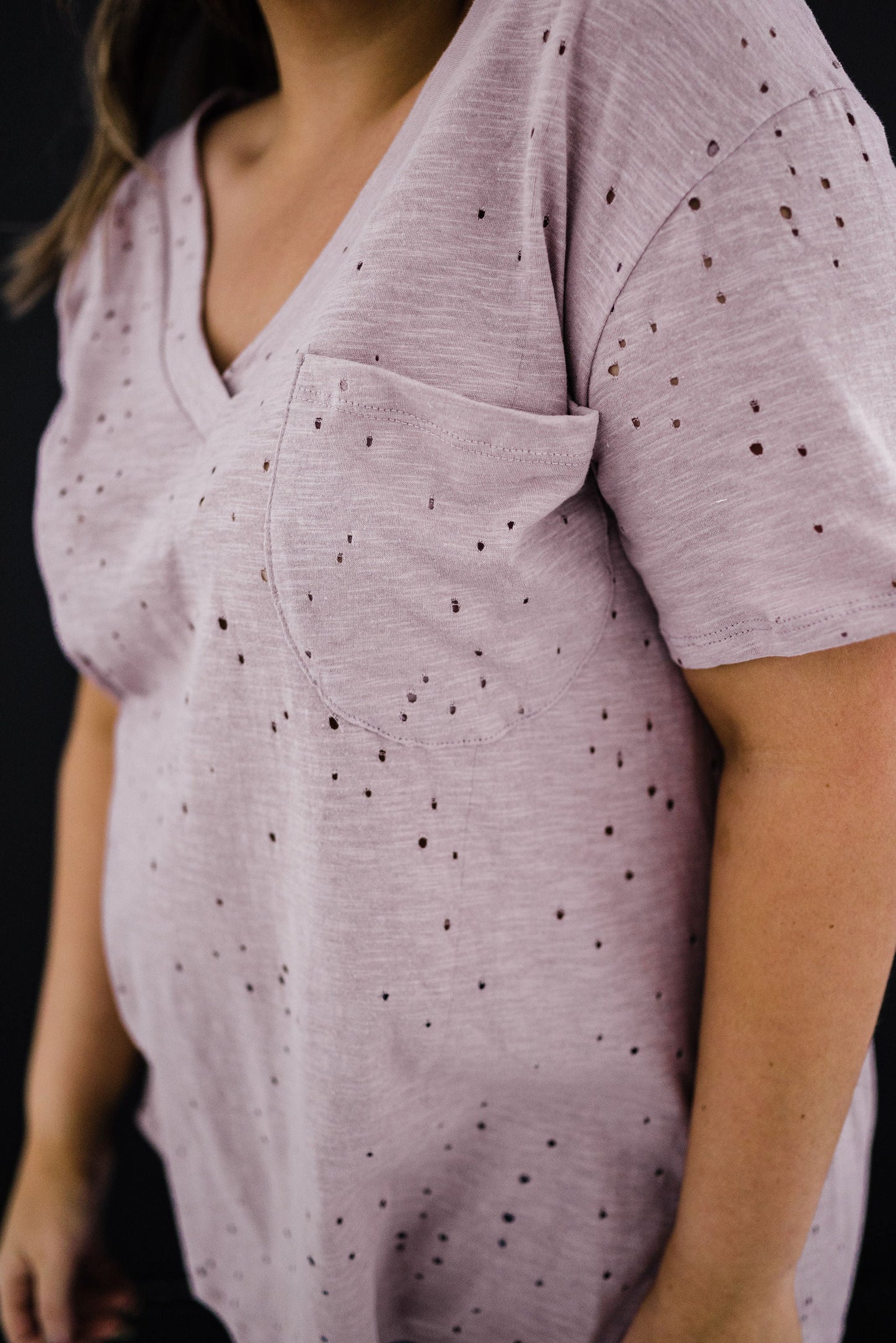 Distressed Boyfriend Tee - Mauve