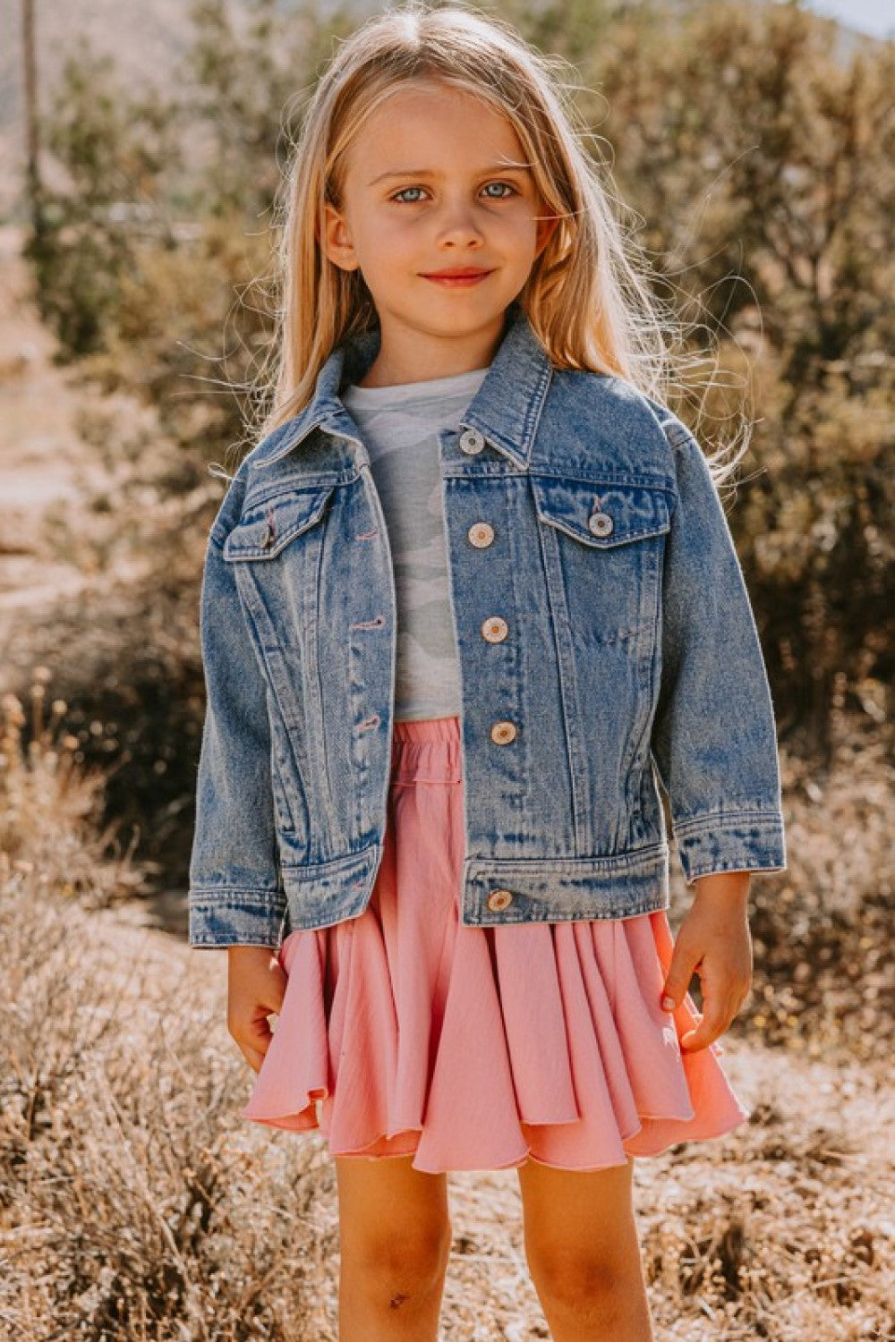 ODDI Girls Contrast Heart Denim Jacket