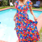 Follow Me Aqua Floral Print Square Neck Tiered Ruffle Maxi Dress