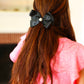 Black Satin Pearl Detail Coquette Bow