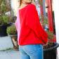 Red Fuchsia Half & Half V Neck Sweater