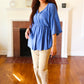 Easy To Love Blue Babydoll Dolman Modal V Neck Top