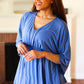 Easy To Love Blue Babydoll Dolman Modal V Neck Top