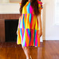 Eyes On You Multicolor Abstract Print Smocked Ruffle Sleeve Dress