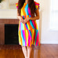 Eyes On You Multicolor Abstract Print Smocked Ruffle Sleeve Dress