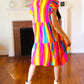 Eyes On You Multicolor Abstract Print Smocked Ruffle Sleeve Dress