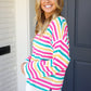 Bold & Sassy Fuchsia Multi Stripe Pullover Sweater