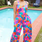 Summer Vibes Multicolor Abstract Floral Sleeveless Wide Leg Jumpsuit