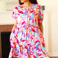 Feel Your Best Multicolor Floral Tiered Front Tie Pocketed Dress