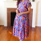 Feel Your Best Purple Abstract Print Smocked Ruffle Sleeve Maxi Dress