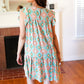 Mint Geo Boho Print Yoke Poplin Woven Dress