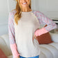 Take The Leap Pink & Taupe Two-Tone Rib Chevron Raglan Top