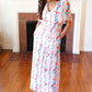 Red/Blue Floral Swiss Dot Chiffon Foil Maxi Dress