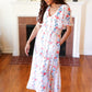 Red/Blue Floral Swiss Dot Chiffon Foil Maxi Dress