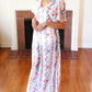 Red/Blue Floral Swiss Dot Chiffon Foil Maxi Dress