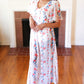 Red/Blue Floral Swiss Dot Chiffon Foil Maxi Dress