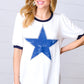 Off White Distressed Star Terry Puff Short Sleeve Top