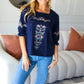 Keep You Close Navy Floral Embroidery Square Neck Blouse
