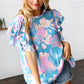 Powder Blue & Lavender Double Flutter Sleeve Mock Neck Top