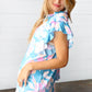 Powder Blue & Lavender Double Flutter Sleeve Mock Neck Top