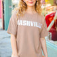 Taupe Pop-Up Embroidered "NASHVILLE" Ribbed Top