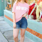 Pink Pop-Up Embroidered "HOWDY" Ribbed Top