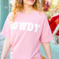 Pink Pop-Up Embroidered "HOWDY" Ribbed Top