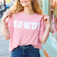 Pink Pop-Up Embroidered "HOWDY" Ribbed Top