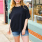 Be Bold Black Crinkle Texture Pocketed Dolman Top