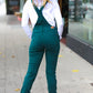 Judy Blue Feeling The Love Teal High Waist Denim Double Cuff Overalls