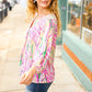 Life's A Party Fuchsia & Yellow Abstract Print V Neck Top