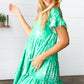 Emerald Green Floral Dolman Sleeve Babydoll Dress