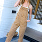 Weekend Ready Camel Knot Strap Relaxed Fit Overalls