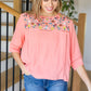 In Your Dreams Peach Floral Embroidery Ladder Trim Blouse