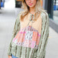 Olive & Mustard Boho Two Tone Tiered Babydoll Top