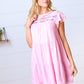 Baby Pink Embroidered Tiered Lined Dress