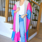 Feel Your Best Taupe & Fuchsia Color Block Ruffle Hem Kimono