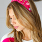 Fuchsia Rhinestone & Candy Hearts Top Knot Headband