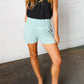 Seafoam Smocked Waist Scalloped Shorts