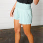 Seafoam Smocked Waist Scalloped Shorts
