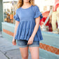 Denim Ruffle Tiered Frill Short Sleeve Swing Top