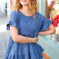 Denim Ruffle Tiered Frill Short Sleeve Swing Top