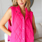 You Got This Hot Pink High Neck Quilted Puffer Vest