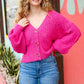 Pretty In Pink Button Down Pointelle Knit Cardigan