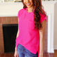 Best In Bold Hot Pink Dolman Ribbed Knit Sweater Top