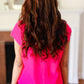 Best In Bold Hot Pink Dolman Ribbed Knit Sweater Top